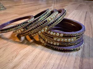 Set of Bangles with Pearls &amp; Stones price -