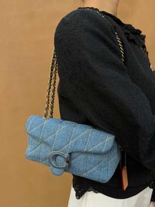 Auth Coach Denim Quilted Tabby Small Shoulder Bag