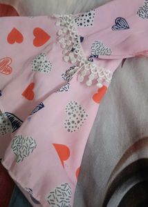 Cute Pink Girls Cotton Co-ord Set | Heart Print Sh