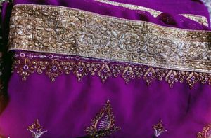 Purple Embroidered Saree with Blouse
