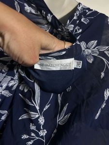 Navy Blue Floral Print Top