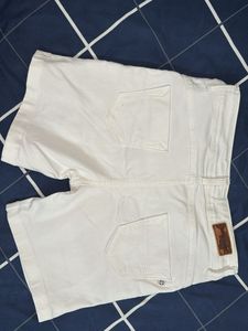 White Distressed Denim Shorts