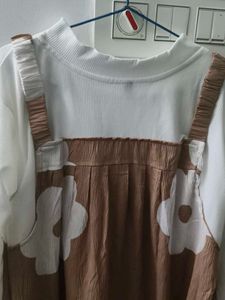 Cute Floral Print Dress with White Top