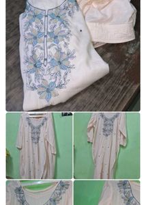 Comfortable Blue Floral Tunic and Pants Set