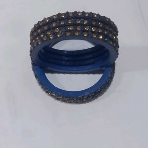 Sparkling Blue &amp; Gold Bangles Set
