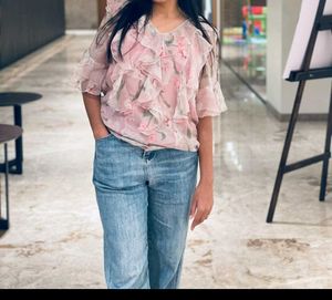 Chic Ruffled Floral western top