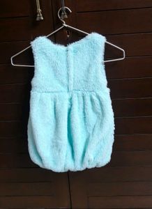 Little Kangaroos Blue Fuzzy Fur Bow Girl Dress