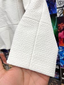 Chic White Textured Moto Jacket