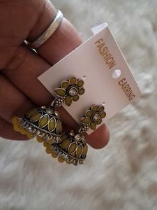 Yellow Jhumka Earrings