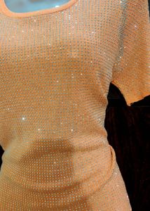 Y2K Sparkling Peach Short Sleeve Top✨🫶🏻