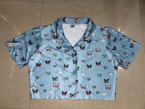 Butterfly Print Crop Shirt