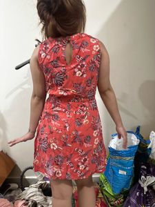 Red Floral Sleeveless Dress
