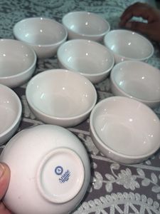 Set of 10 White Ceramic Bowls