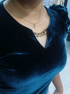Velvet Top with Gold Chain Detail