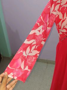 Red Floral Anarkali Suit