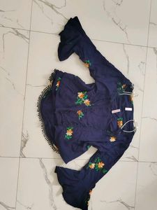 Embroidered Navy Blue Ethnic top