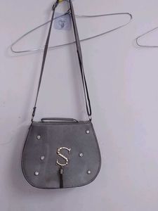 Gray Initial "S" Crossbody Bag,Used