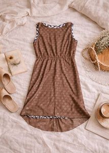 New Pinterest Boho Chic Brown Polka Dot Dress