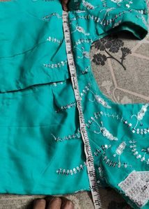 Green Embroidered net Saree &amp; Blouse