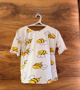 Cute Bee Print T-Shirt