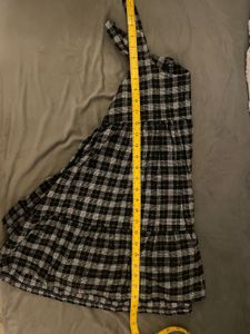 b&amp;w checkered babydoll mini dress