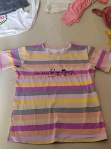Striped Tee with Slogan