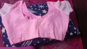Baby Pink Saree with Silver Border