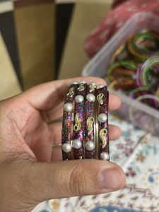 Sparkling Pearl &amp; Paisley Bangles