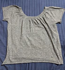 Women's Grey Off-Shoulder Top
