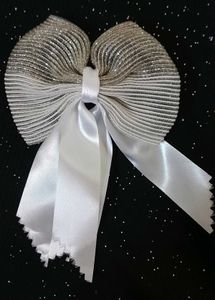 Elegant Silver & White Bow