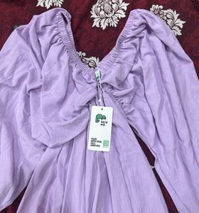 Lavender Puff Sleeve Mini Dress