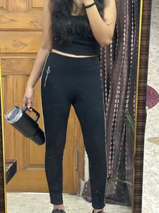 Black Skinny Pants with Side Stripe
