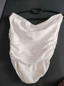 Stylish White Cowl Neck Sleeveless Top