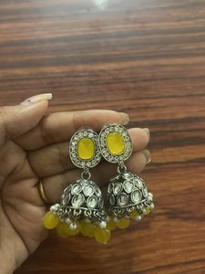 Yellow Jhumka Earrings