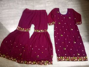 Wine Sharara Set For Women