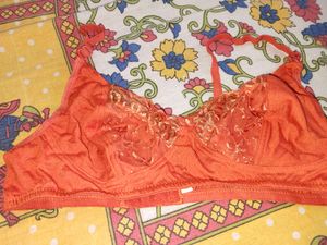 Orange Lace Trim Bra