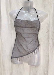 68. Sheer Beaded Halter Top