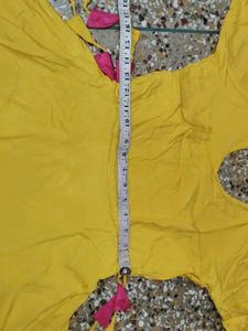 yellow frock  and  pink dhoti salwar