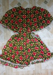 Bohemian Print Kaftan Dress with Lace Trim