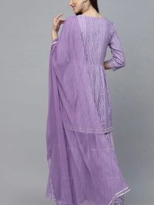 Purple Embroidered Kurta with Sharara and Dupatta