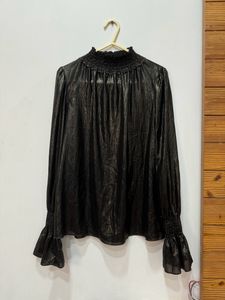 Black blouson With Metallic Sheen Stripes