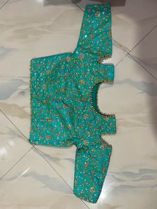 Sea Green Embroidered Off Shoulder Blouse