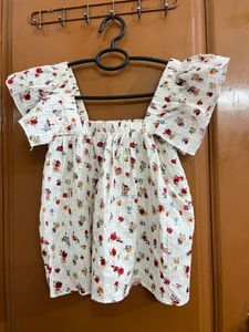 Floral Ruffle Sleeve Top