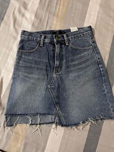 Distressed Denim Skirt