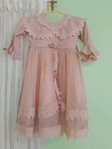 Elegant Pink Lace Gown for Girls.length 34 inch.ch
