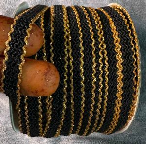 Black and Gold Woven Trim Ribbon