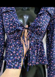 Floral Tie-Front Peplum Top