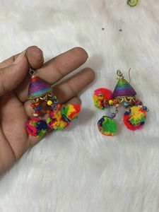 multi designer antic  lock silk handmade earrings