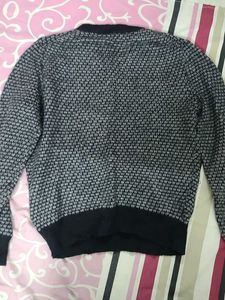 Grey &amp; Black Textured Knit Sweater