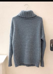 Cozy Blue Cable Knit Turtleneck Sweater